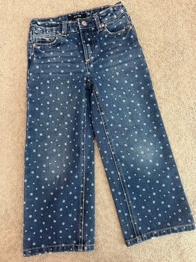 Girls' Floral Print Wide Leg Jeans
